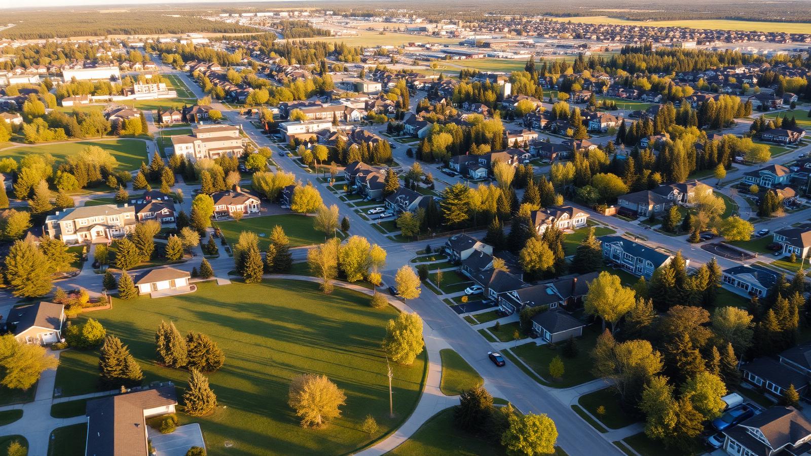 Aerial view of Martindale neighborhood in Calgary NE